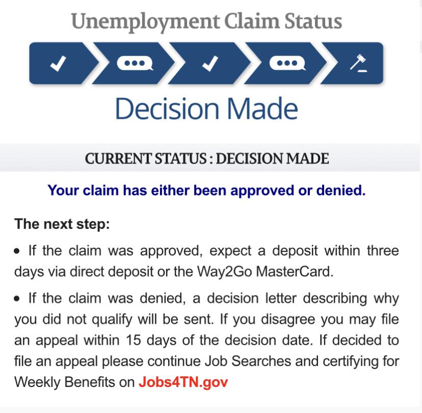 tennessee unemployment claim status