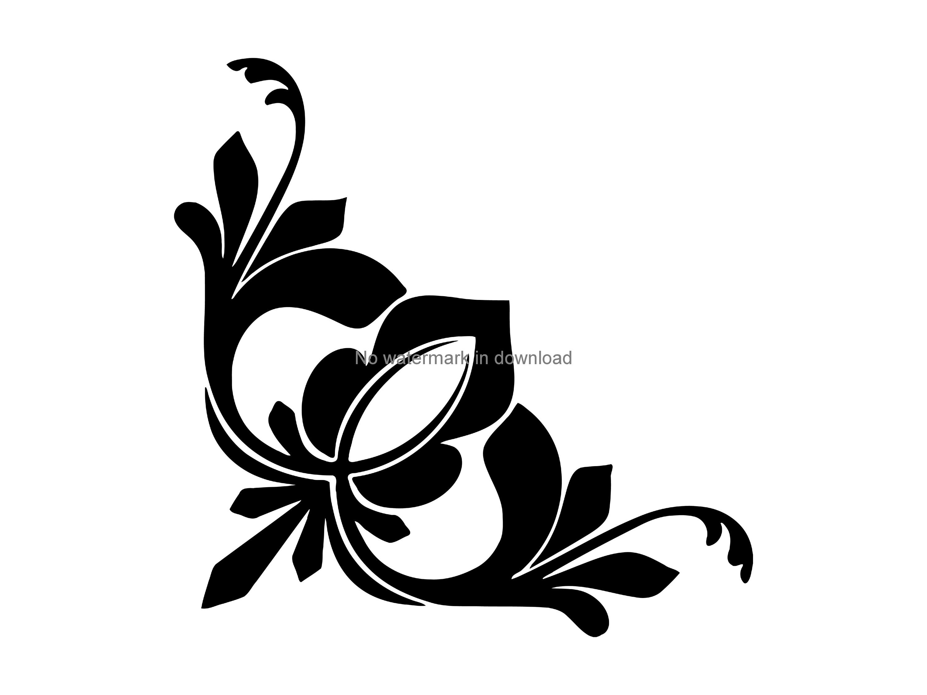 corner design clipart black and white