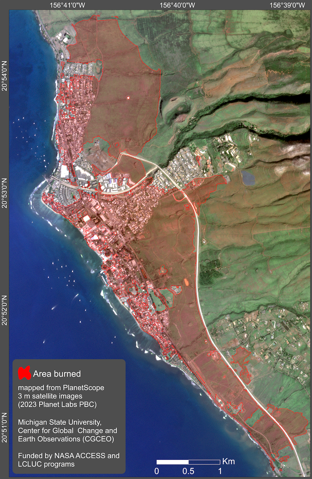 maui wild fire map