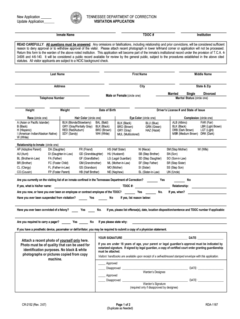 virginia department of corrections visitation application