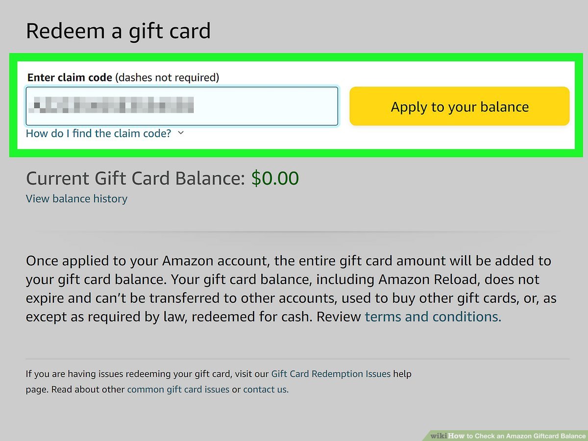 how to view amazon gift card balance