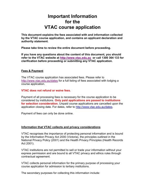 vtac personal statement example