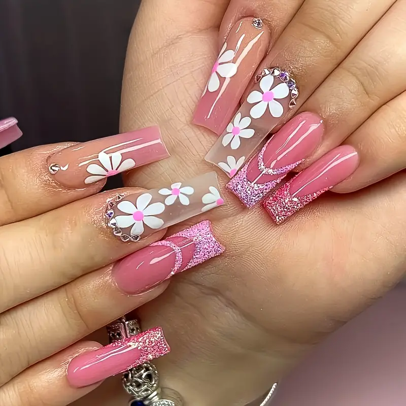 diseños de uñas color rosa