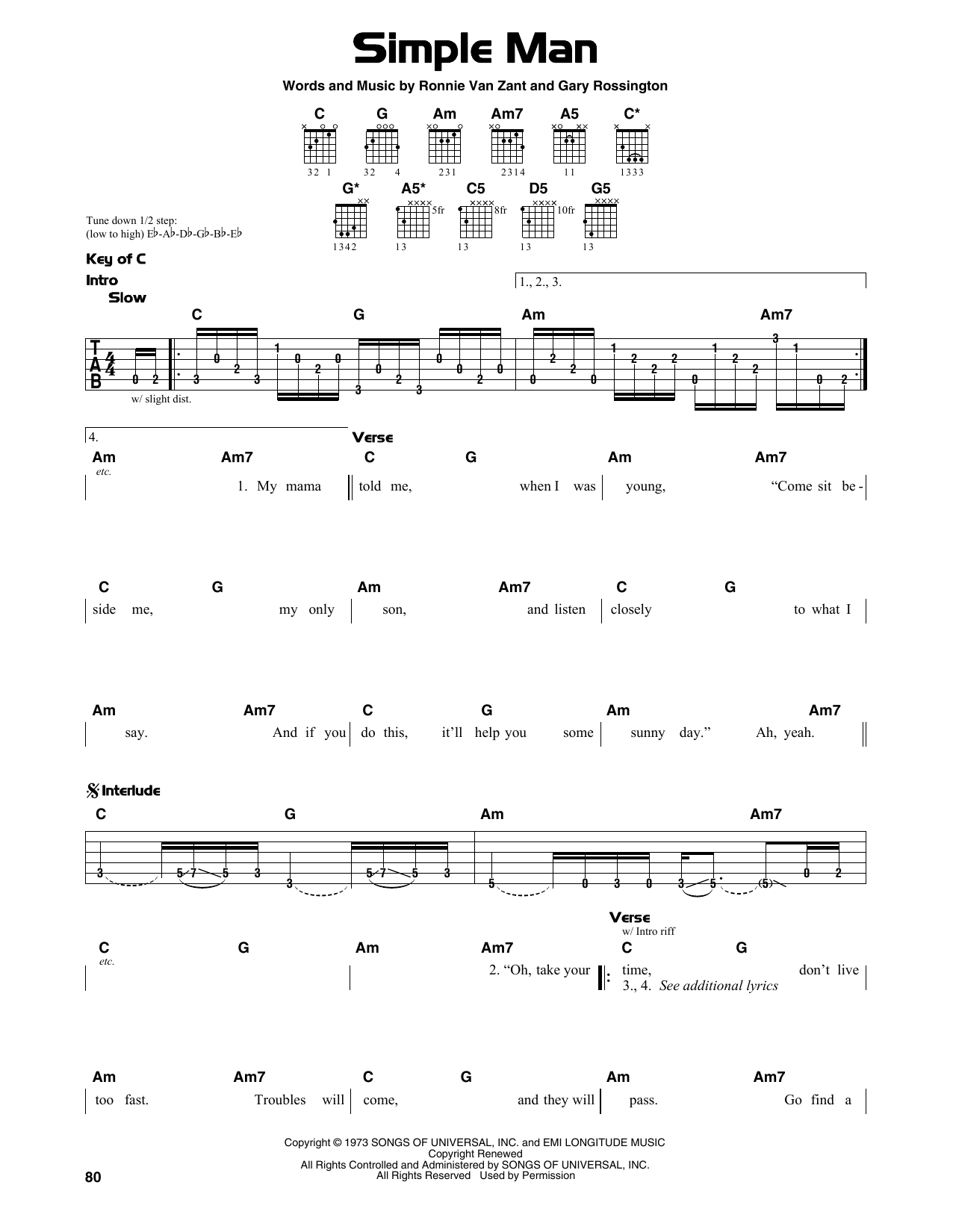 simple man chords lynyrd skynyrd