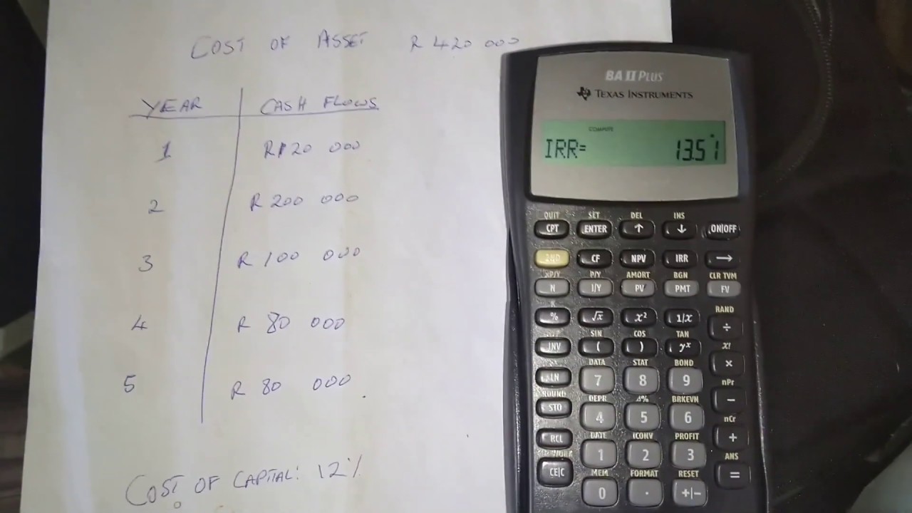 how to calculate irr on ba ii plus