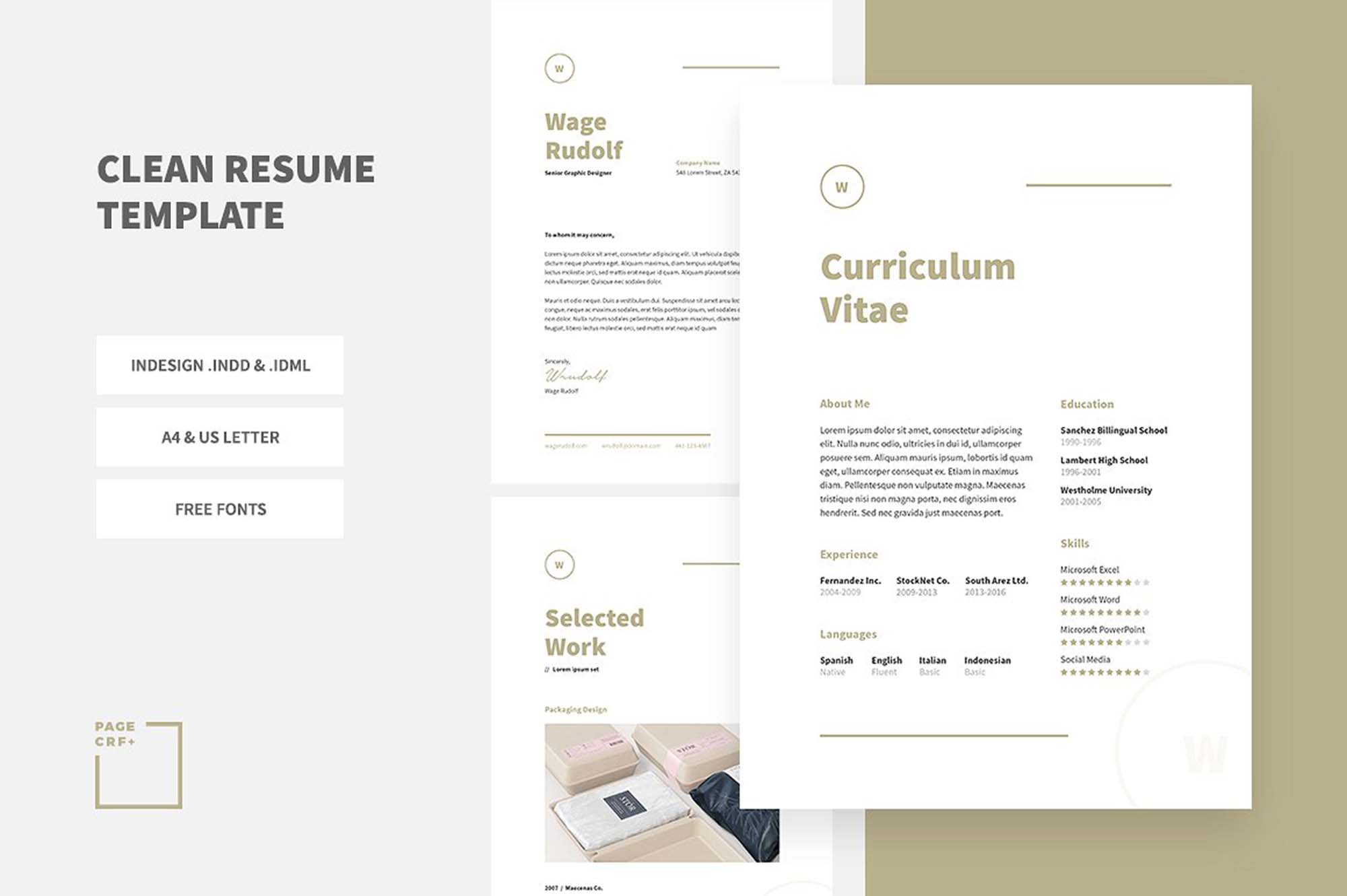 free indesign resume template