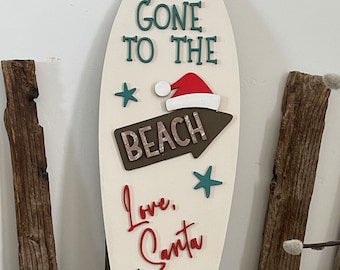 santa gone to the beach door decoration