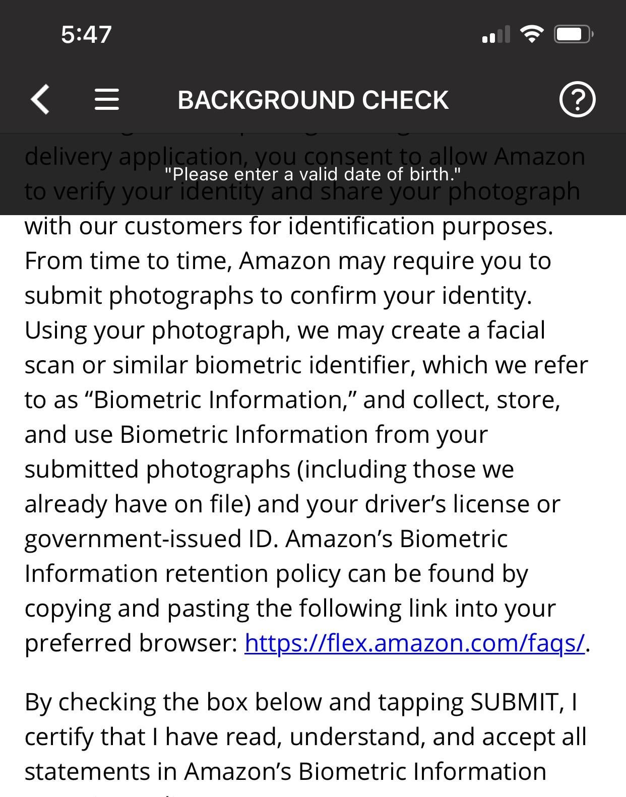 background check failedamazon flex driver support number