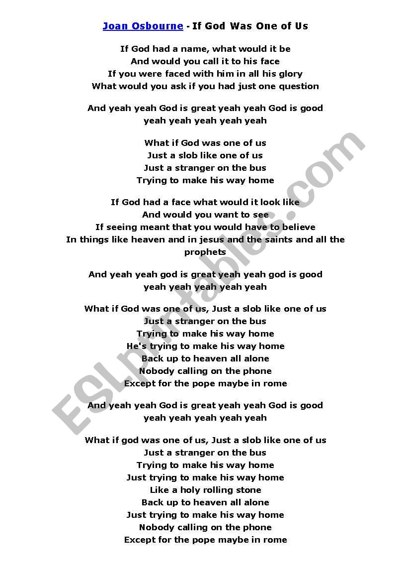 song lyrics what if god was one of us