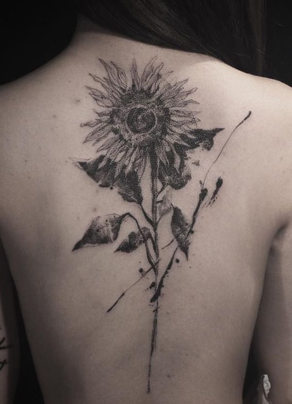 sunflower back tattoo