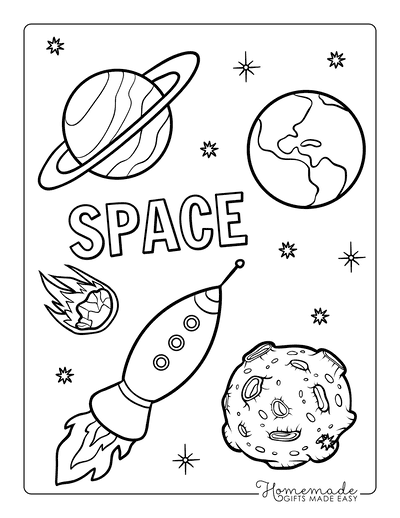 space colouring pages