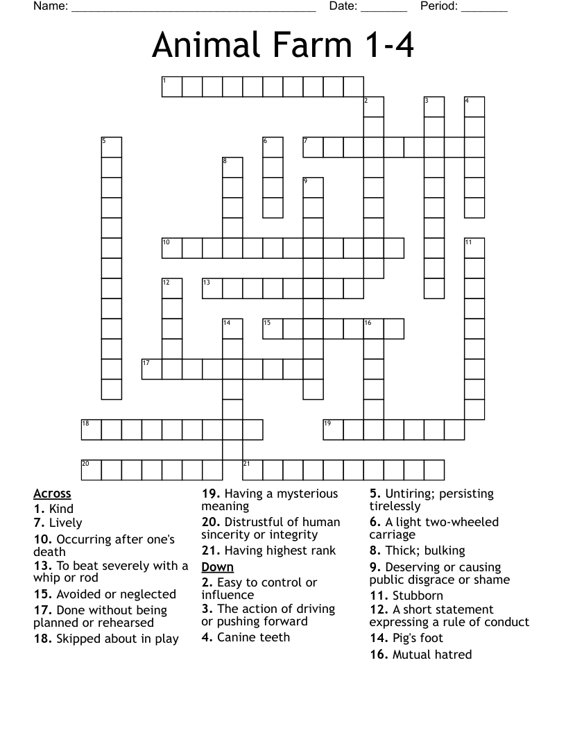 two footed animal crossword