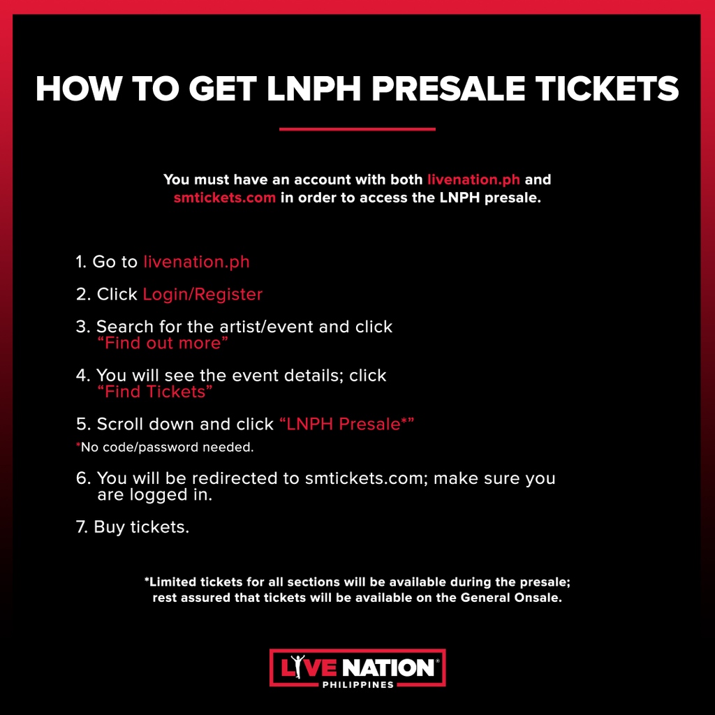 live nation pre sales