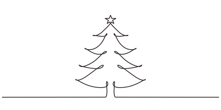 line art christmas tree