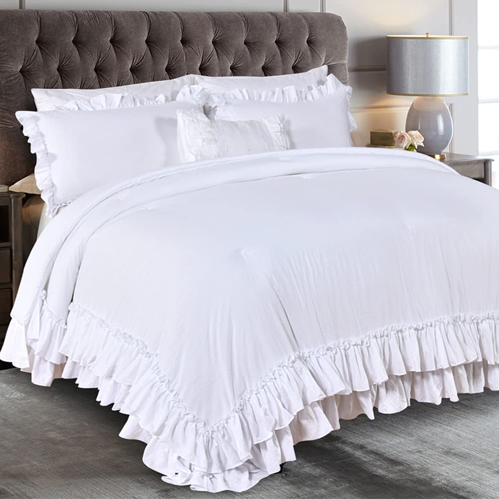 white ruffle bedding set