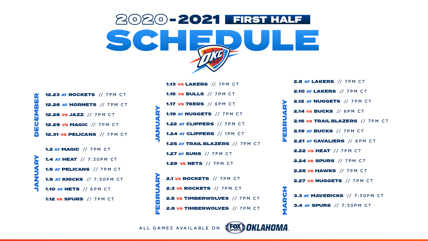 okc thunder basketball schedule