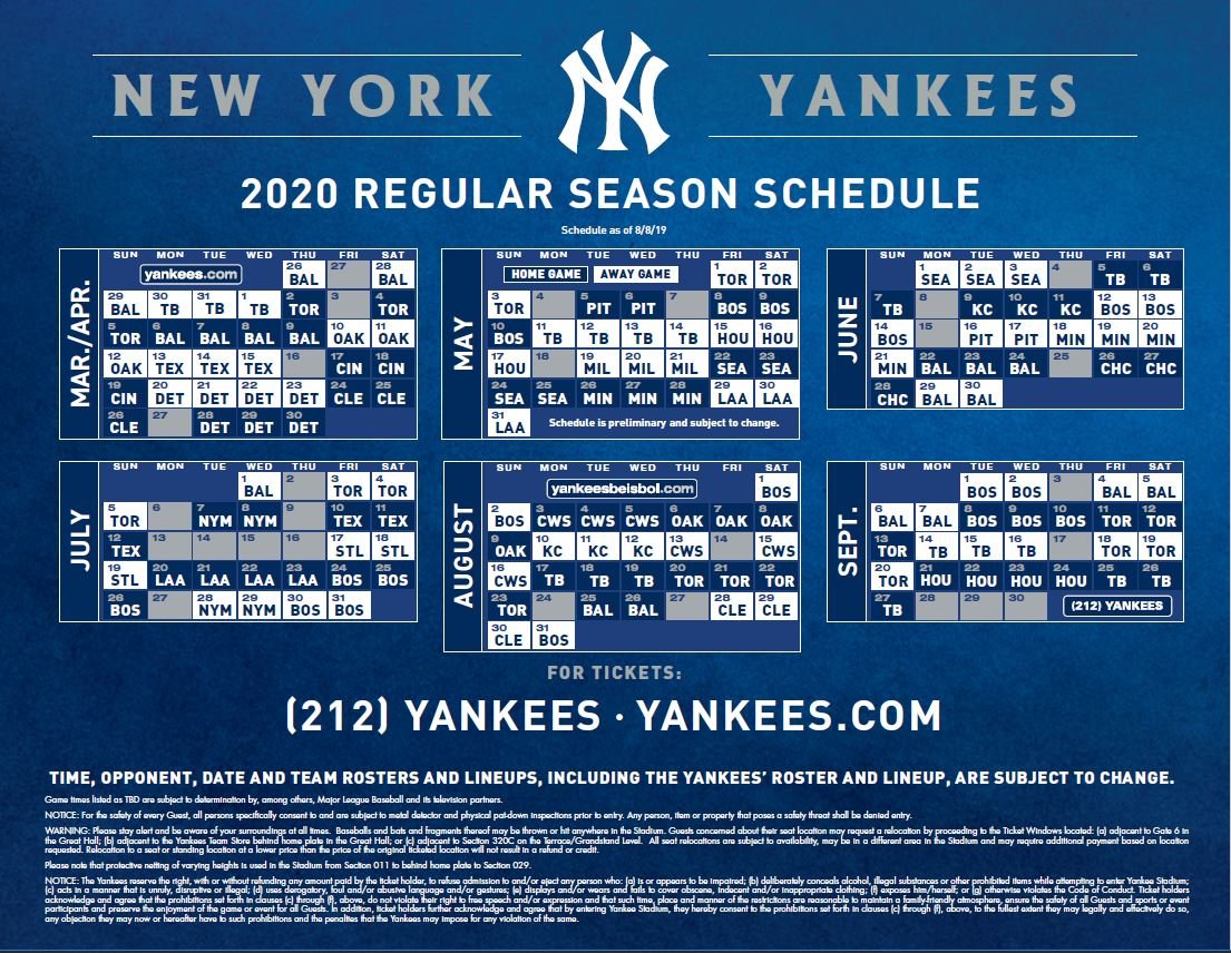 yankees schedule