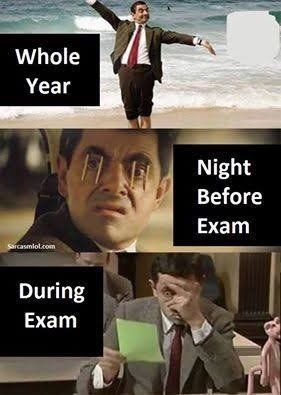 tomorrow exam meme