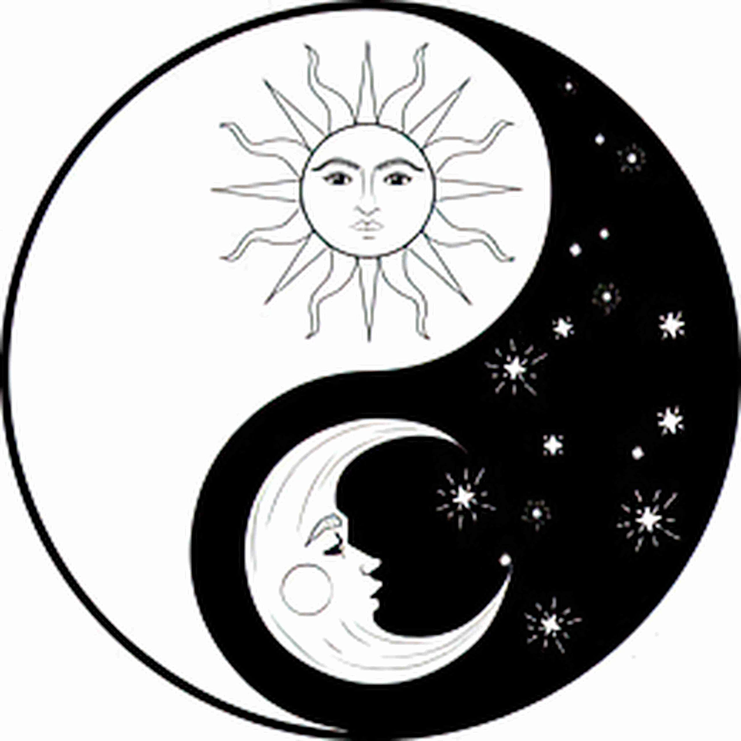 yin yang sol y luna tatuaje