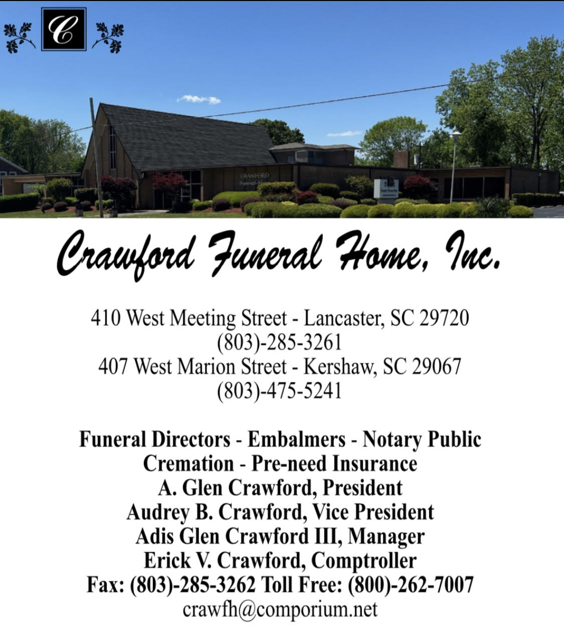 crawford funeral home obituaries