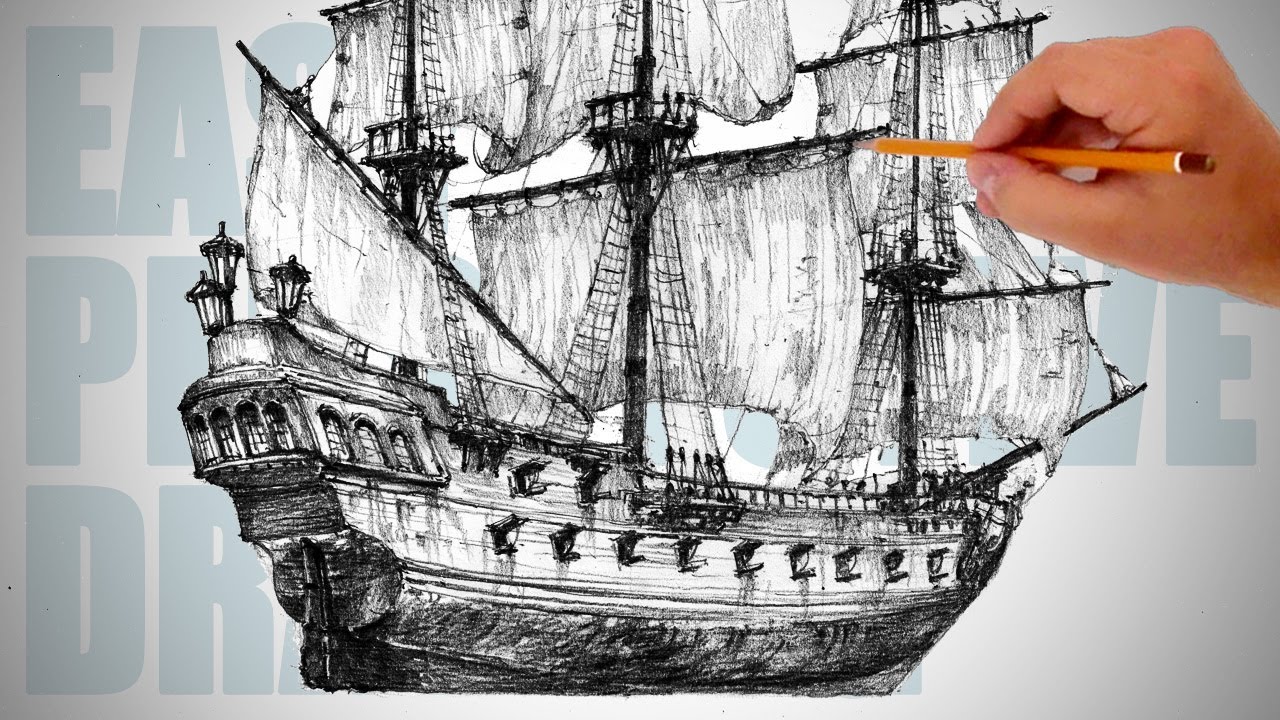 realistic pirate ship drawing