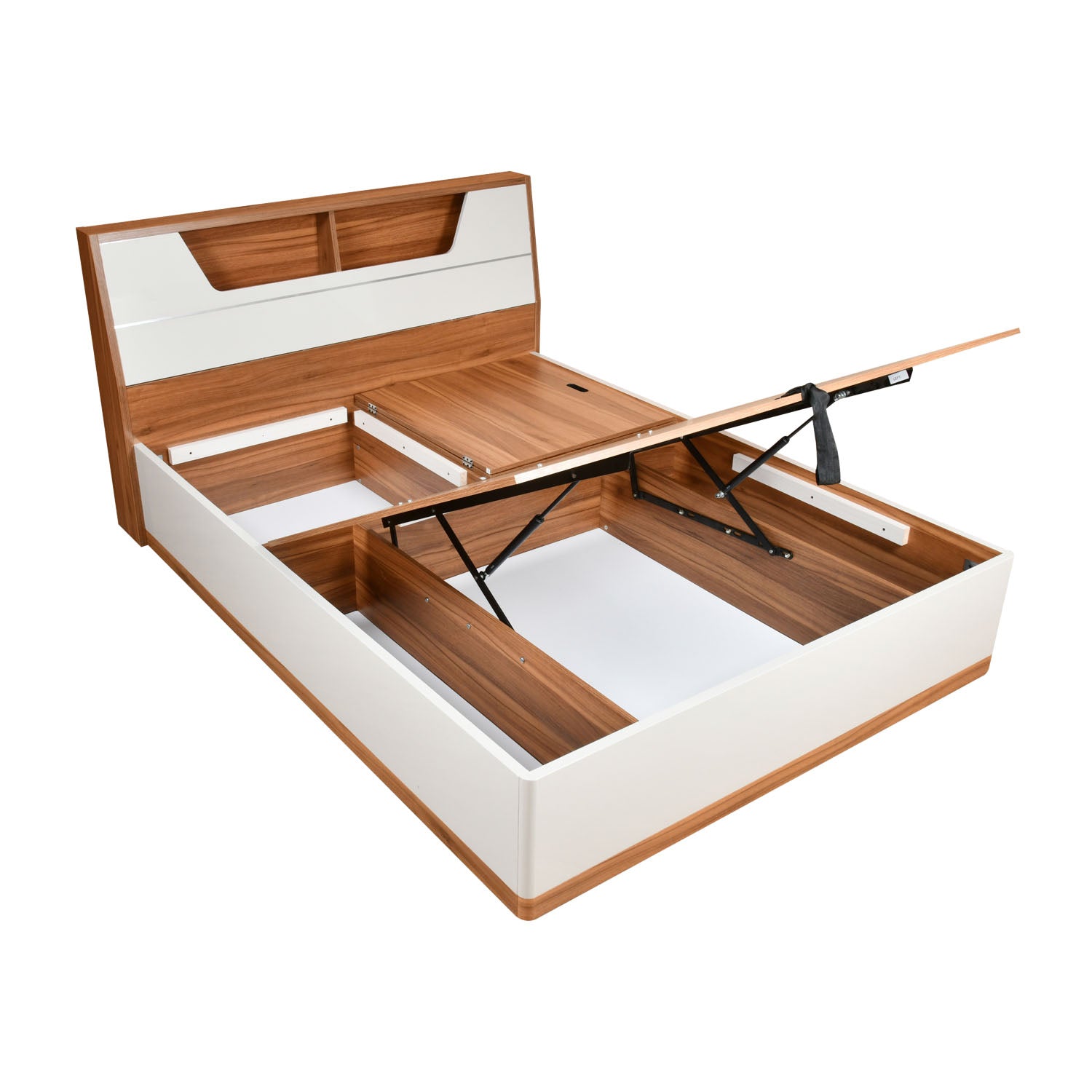 teak wood bed with hydraulic storage