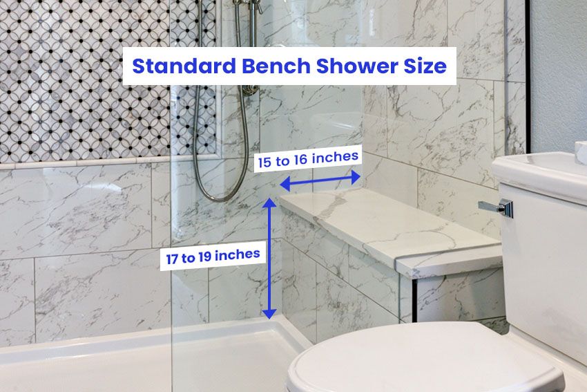 typical shower bench depth