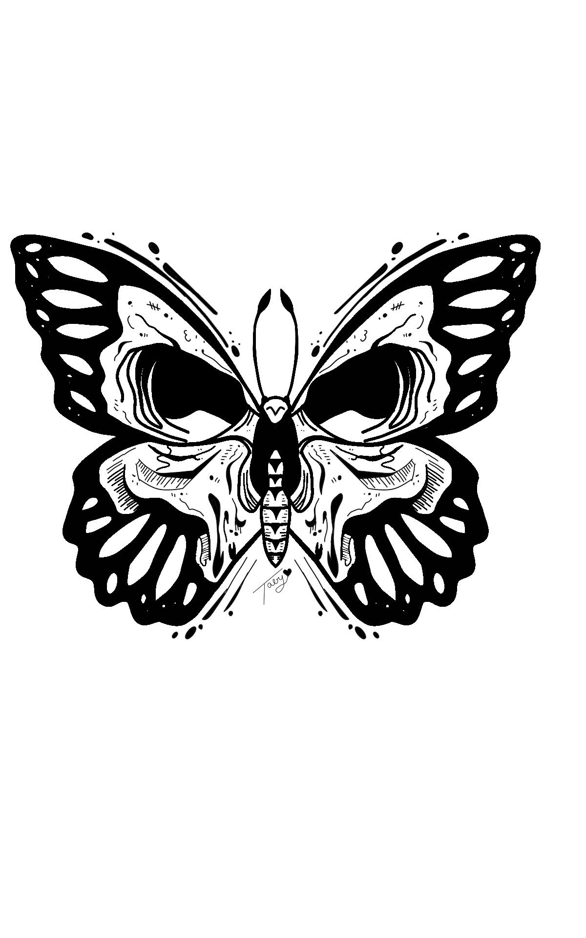 tatuaje de mariposa con calavera