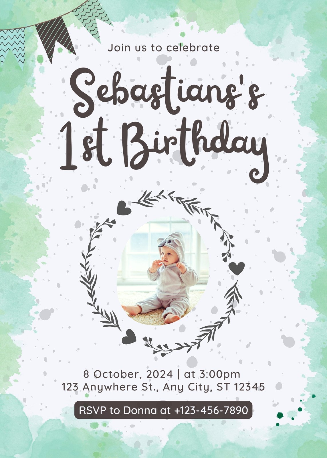 first birthday boy invitation card