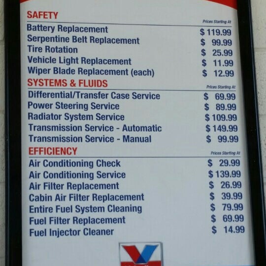 valvoline oil change prices