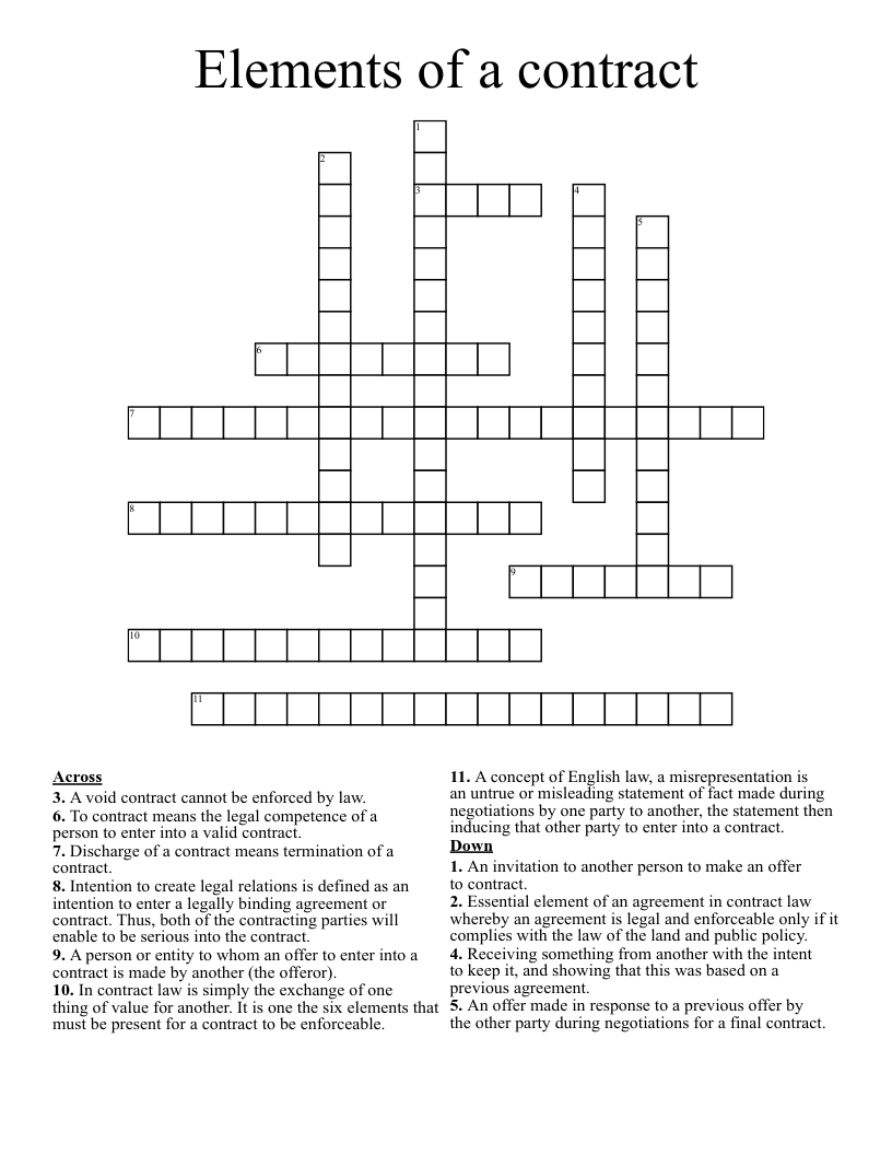 termination of a contract period crossword