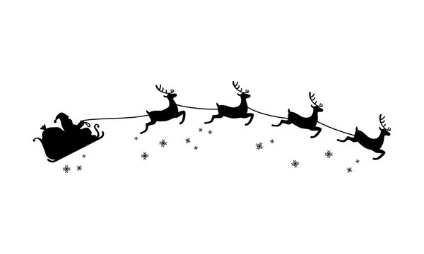 silhouette santa and sleigh