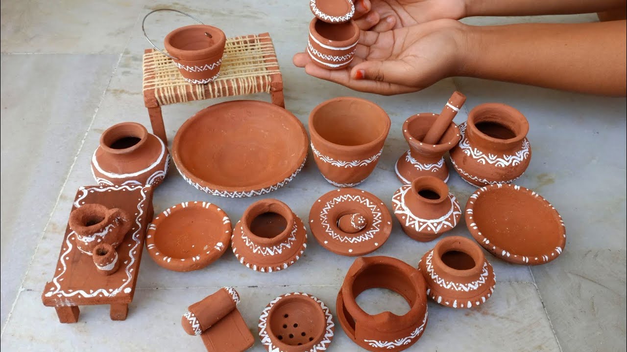 miniature clay kitchen set