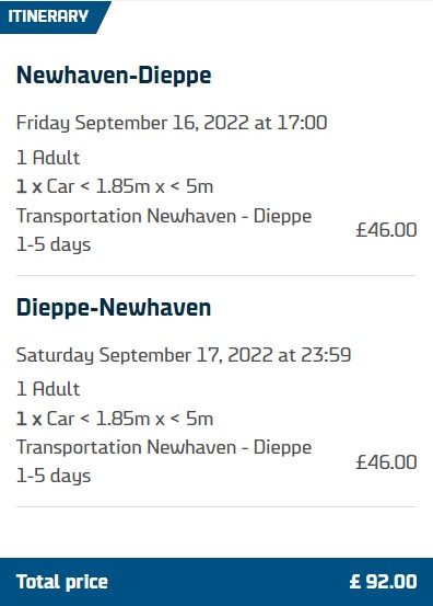 dieppe newhaven ferry timetable