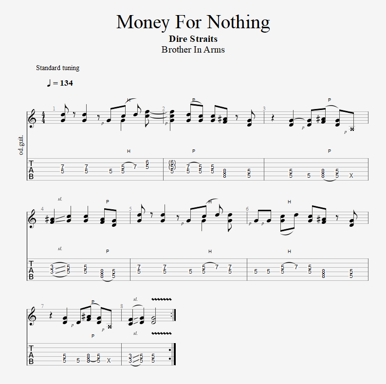 dire straits money for nothing tabs