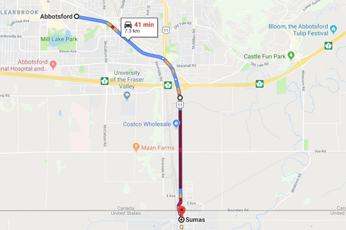 border wait times sumas