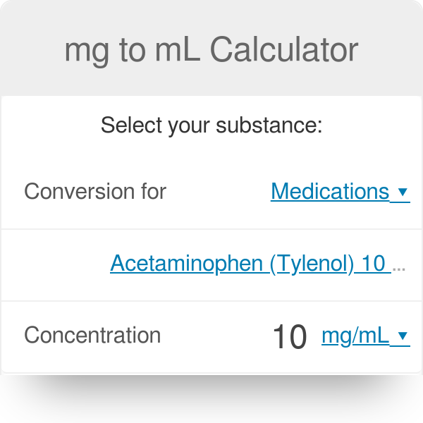 conversion of milligrams to milliliters