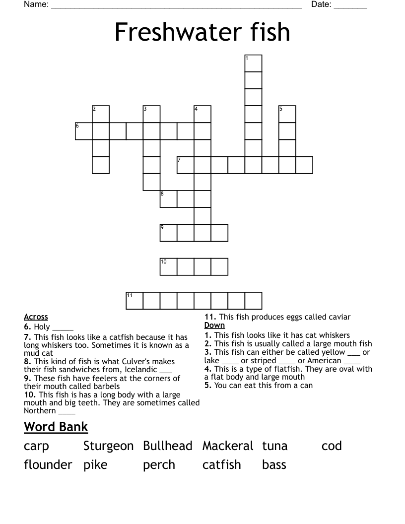 freshwater fish crossword puzzle