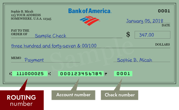 routing number bank of america