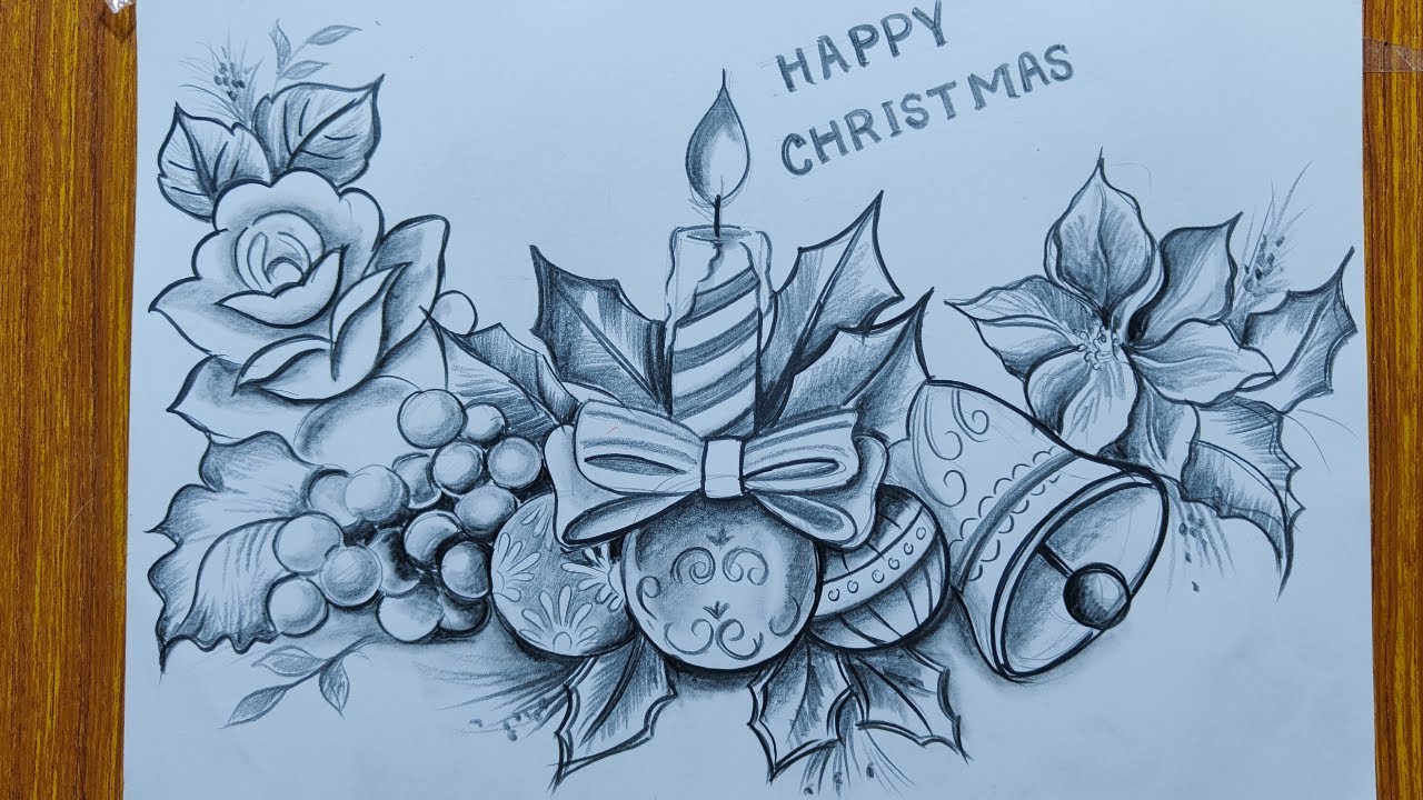 pencil sketch christmas drawings