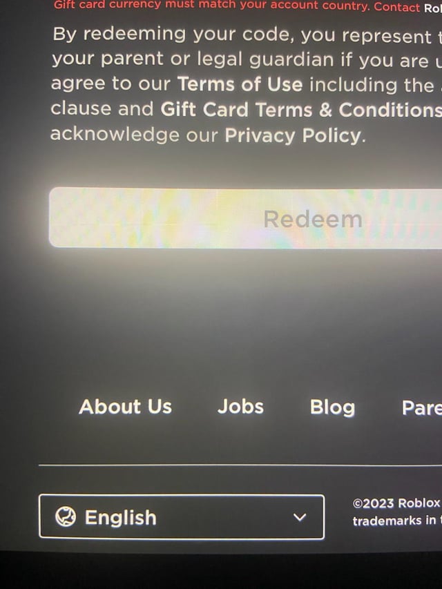 why my roblox gift card not working