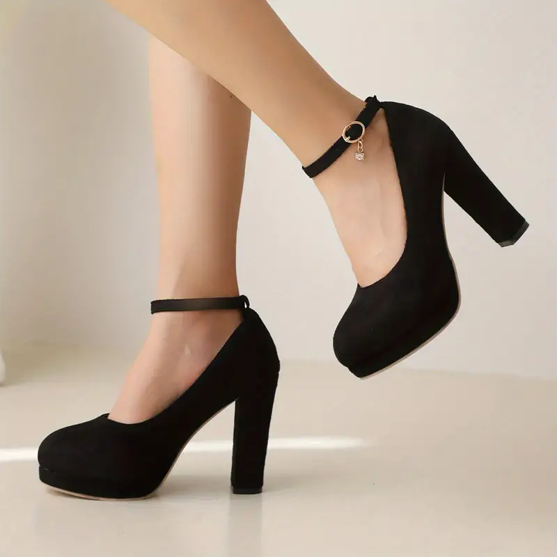 round toe heels with ankle strap