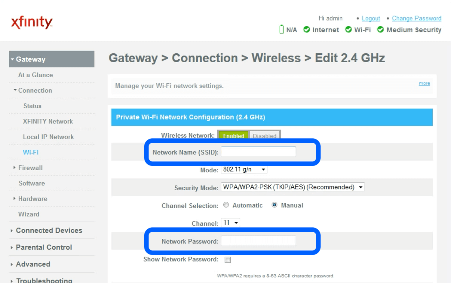 xfinity gateway ip