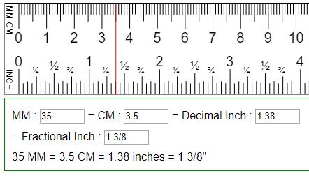 16.5 cm into inches