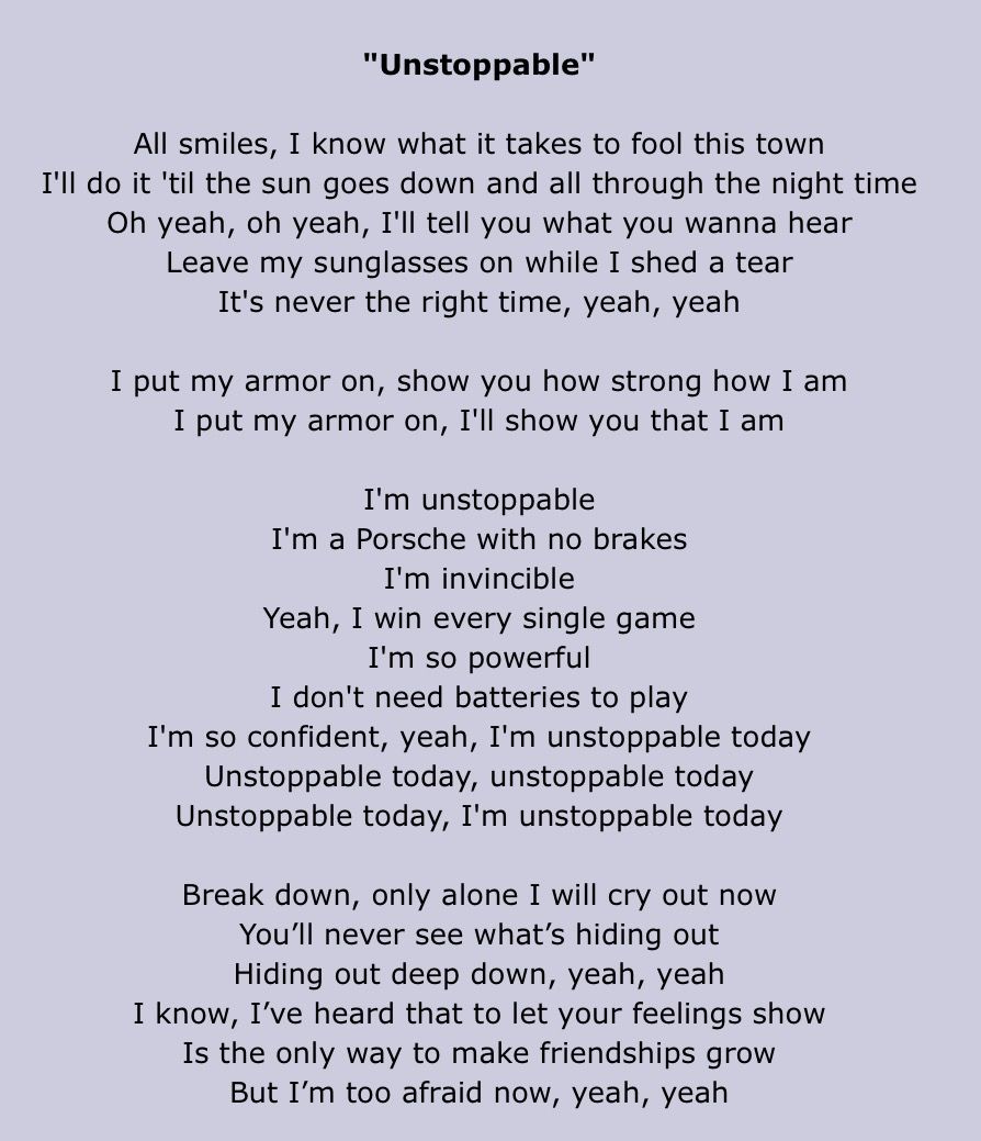 i m unstoppable lyrics