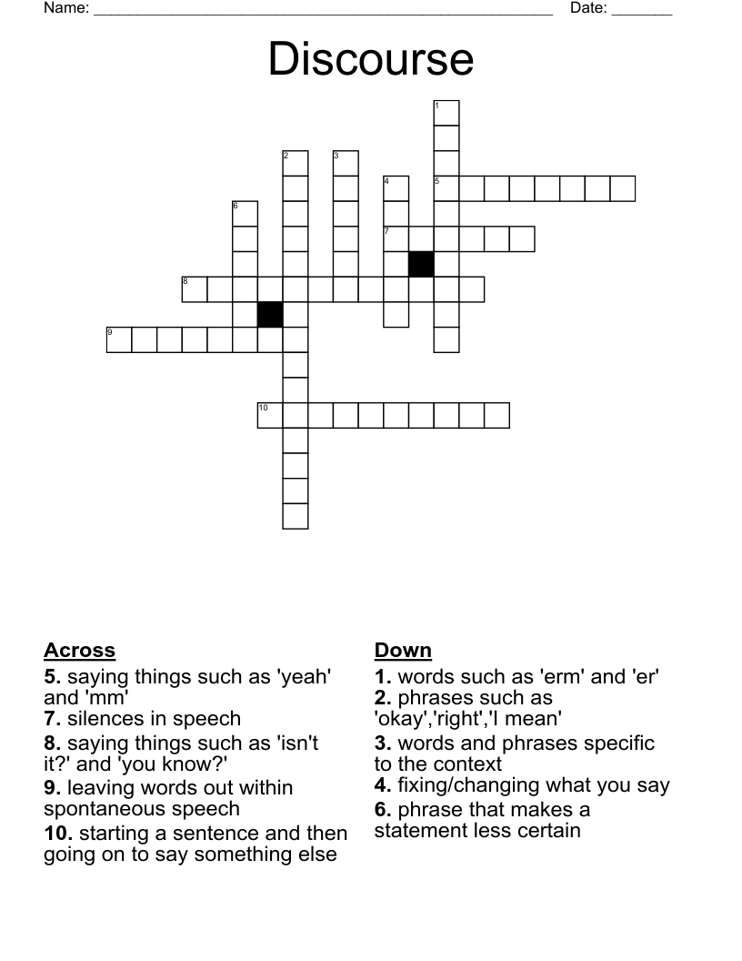 discourse crossword clue