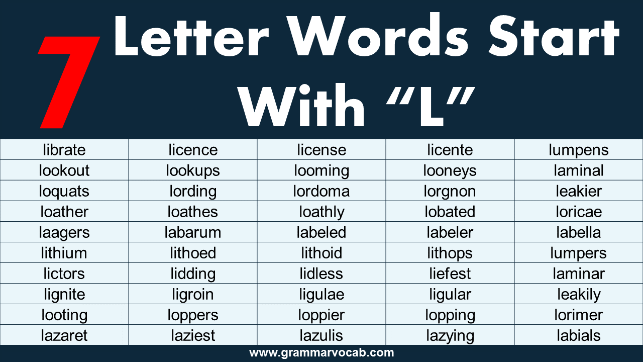 7 letter words starting with l