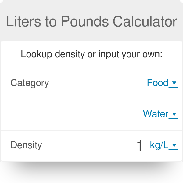 liters to lbs