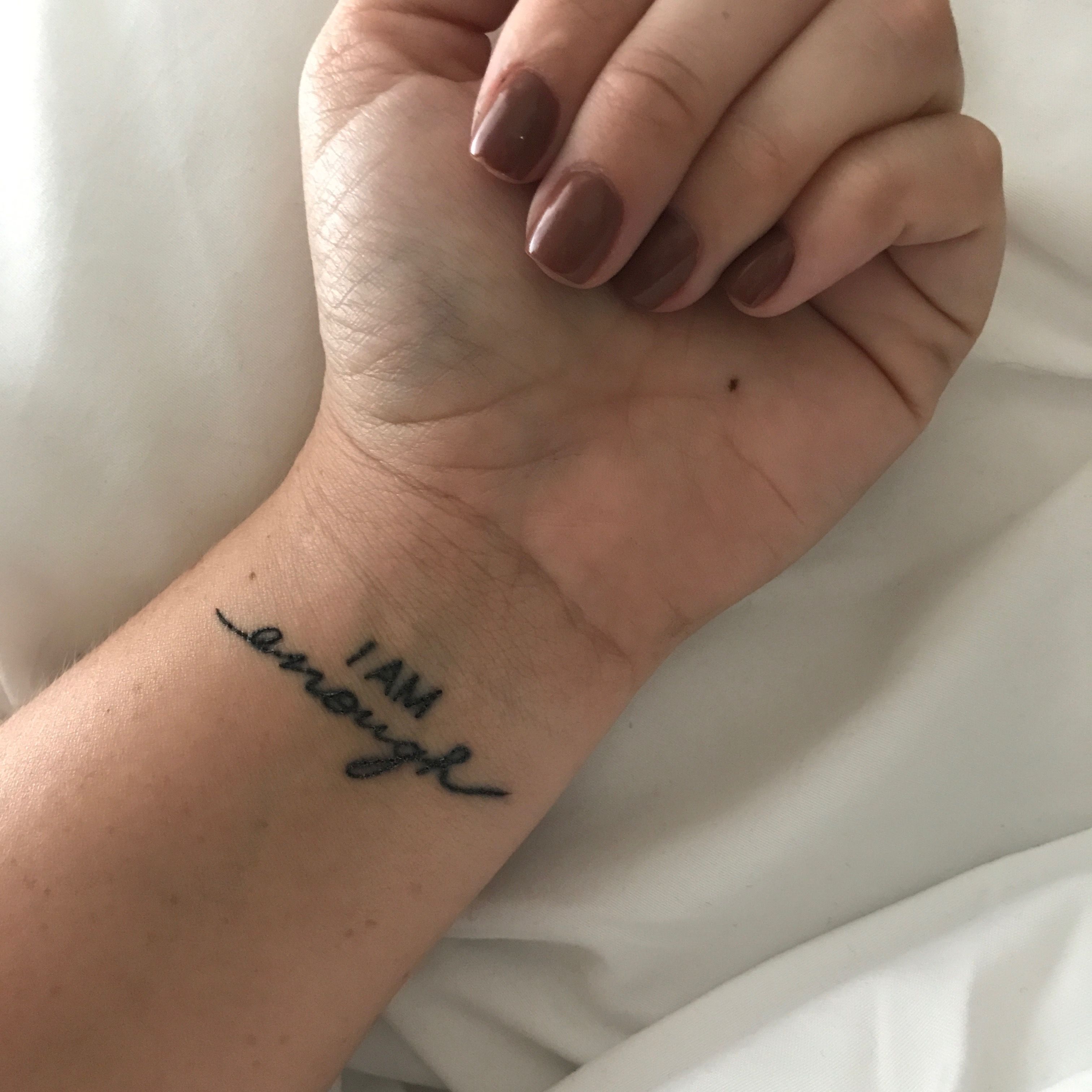 i am enough wrist tattoo