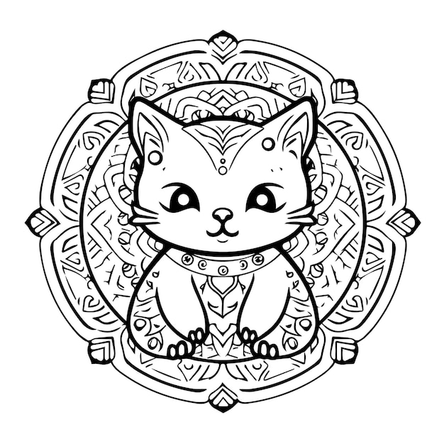 mandala kawaii para colorear